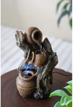 Mini Tree Trunk Water Fountain 3-Tier Faux Terracotta Jar Cascading Fountain Desktop Water Feature for Home Office Garden Pond Decor - Image 3