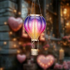 TERESA'S COLLECTIONS Hot Air Balloon Solar Lantern for Garden Decor ,Flickering Flame Hanging Solar Light for Outdoor ,Purple & Pink Plastic Lamp for Yard Tree Gift for Mom - Image 2