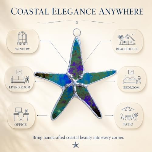 Stained Glass Black Pearl Starfish Suncatcher 5pk, 3in Home Decor, Mom Gift - Image 4