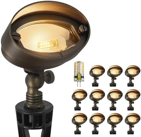 COLOER Brass Landscape Flood Lights 12 Pack with LED G4 Bulb (501B Bronze) by COLOER