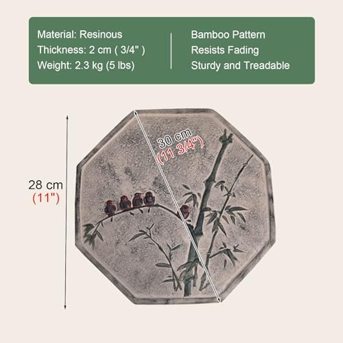 Kunovo Oriental Style Stepping Stone for Decor, Eco-Friendly Resinous Garden Step Stones, Octagonal Courtyard/Path/Lawn/Backyard Decorative Stone (Size : Bamboo), 58741 - Image 4