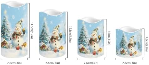 Christmas Snowman Flameless Candles with Timer and Remote Christmas Candles Battery Candles Flickering Set of 4 Indoor Christmas Decorations for Home Fireplace Dining Room - Image 2