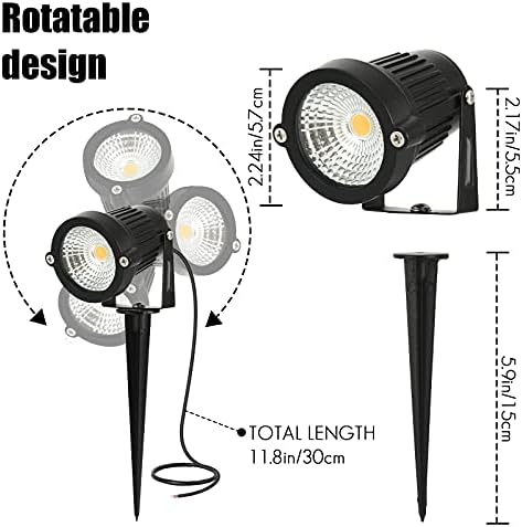 LED Landscape Spotlights Low Voltage 5W 12V 24V Garden Pathway Lights Waterproof IP66 Warm White Walls Trees Flags Outdoor Landscape Lights with Stakes - Image 2