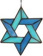 Jewish Star Stained Glass Window Hanging,Star of David Suncatcher by HAOSUM