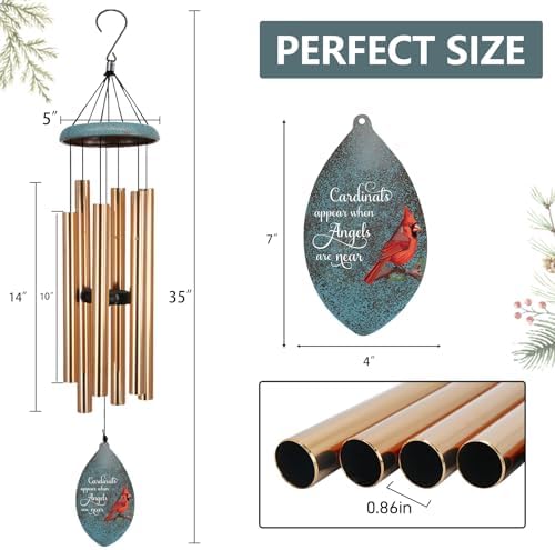 ASTARIN Custom Cardinal Memorial Wind Chimes, 35" Sympathy Gifts Wind Chime for Loss of Mom Dad Sister Son, Personalized Name Date Bereavement Condolence Gift for Outside, Produced in Texas - Image 3