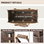 Canvas Large Tool Bag - A Large Main Pocket and 14 Insert Pockets Garden Tool Tote Bag - Durable 16oz Waxed Canvas Tool Case with Handle - Tool not Included - Image 3