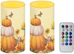 Butterfly Sunflower Flameless Candles Pumpkin Battery Operated Candles with Timer Remote LED Pillar Lights for Harvest Day Home Decoration Battery Tealights by Merkmak
