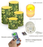 St Patrick's Day Flameless Candles with Remote and Timers Set of 4 Green Shamrocks Flickering Battery Operated Candles for Hotel Restaurant Flameless LED Pillar Lights - Image 2