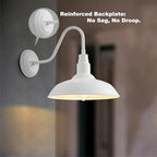 14 Inch Dome Outdoor Gooseneck Barn Light Fixture for Farmhouse, White Exterior Goose Neck Wall Mount Lights for Porch, Barn Style Wall Sconce Lighting for Patio, Garage - Image 3