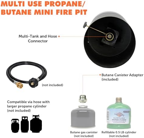 Flame King Mini Tabletop Fire Pit, Dual Fuel Propane and Butane, Smokeless Odorless Flame, Portable Great for Outdoor - Image 3