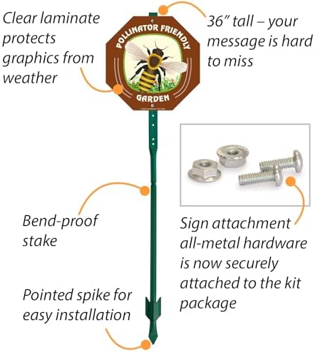 SmartSign 10 x 10 inch Pollinator Friendly Garden Sign & Stake Kit, 40 mil Laminated Rustproof Aluminum, 3 foot Stake, Set of 1, For Yard, Lawn - Image 4