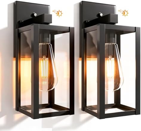 Dawn to Dusk Sensor Outdoor Light Fixture Waterproof Porch Lights Anti-Rust Exterior Wall Lighting Outdoor Wall Lantern for Patio Front Door Garage House - 2 Pack by Unknown