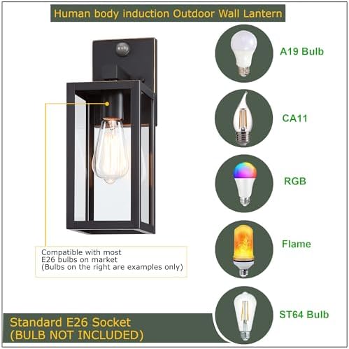 GRUENLICH Outdoor Wall Light Fixture Dusk to Dawn, PIR Motion - Image 3