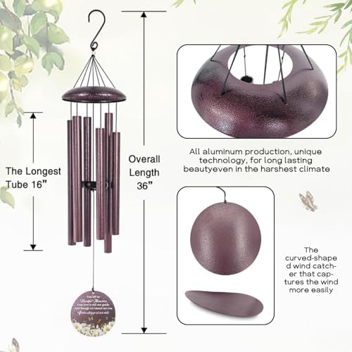 Personalized Daisy Butterfly Memorial Wind Chimes Outdoor - Image 6