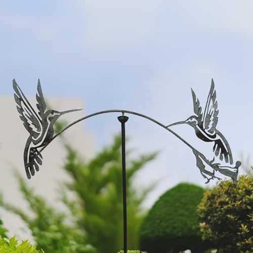 Red Carpet Studios Garden Stake Decorative Metal Balancing Buddies Yard Art, 48" Tall, Silhouette Hummingbirds - Image 2