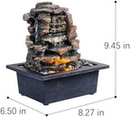 GOSSI Meditation Waterfall Fountain with LED Lights, Indoor Tabletop Water Fountain Decorated with Natural River Rocks, Office & Home Relaxation Decor, Christmas Decoration - Image 4