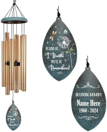 Sympathy Wind Chimes, Personalized Memorial Wind Chimes for Loss of Loved Ones, in Loving Memory of Dad/Mom, Dandelion Memorial Gifts for Funeral 36inch by ExtrabilyOfficial