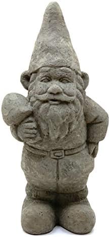 Garden Gnome with Shroom: Solid Durable Stone Statue with Vintage Texture. Sealed for Outdoors. Handcrafted USA. (Antique/Gray) by Unknown