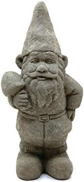 Garden Gnome with Shroom: Solid Durable Stone Statue with Vintage Texture. Sealed for Outdoors. Handcrafted USA. (Antique/Gray) by Unknown