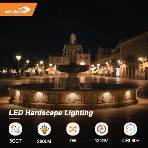 12 Inch LED Hardscape Paver Lighting, 2700K-5000K Selectable, 12-24V 7W 280LM Retaining Wall Lights, IP65 Waterproof Low Voltage Landscape Paver Lights, ETL Listed, 12PK - Image 2