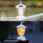Dynaming 6 Pack Solar Flame Post Lights Outdoor, Solar Powered Lamps Fence Post Cap Lights, Flickering Flame LED Lantern Waterproof for Garden Deck Patio, Fit 4x4, 5x5 6x6 Wooden Posts, White Shell - Image 4
