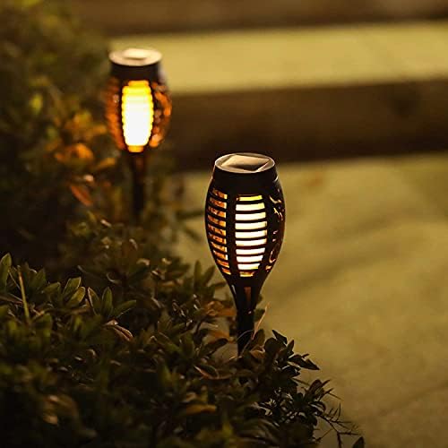 4-Pack Solar Lights 12 LED Flickering Flame Solar Torches Lights 19" Waterproof Outdoor Lighting Solar Powered Pathway Lights Landscape Decoration Lighting Auto On/Off for Garden Patio Yard - Image 3