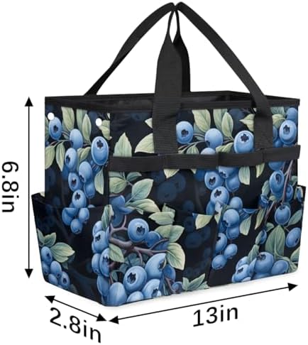 Fruits Blueberry Garden Tool Bag Tote for Men Women Multiple Pockets Wide Mouth Heavy Duty Waterproof Tool Organizer Bag for Outdoor Lawn Yard Portable Gardening Storage With Elasticbands - Image 2