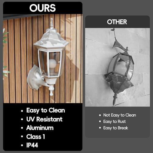 EMART Dusk to Dawn Outdoor Porch Light with Bulb, Wall Lamp(2 Pack, White) - Image 4