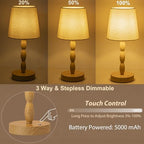 CASTLELIFE Rechargeable Cordless Table Lamp, 5000mAh Battery Powered Touch Desk Lamp, 3-Level & Stepless Dimmable Night Light, Portable Bedside Lamp for Bedroom, Outdoor, Bulb Included, Wood Grain - Image 2