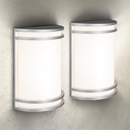 ASD LED Outdoor Wall Sconce, Nickel 120-277V 3000K 4000K 5000K ETL 2 Pack by ASDLightingCorporation