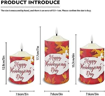 Cozeyat Flickering Flameless Electric Candles with Timer 3 Pieces, Fall Maple Leaf Print LED Candles Battery Operated, Realistic Wax Pillar Tealights for Thanksgiving Day Indoor Decor - Image 6