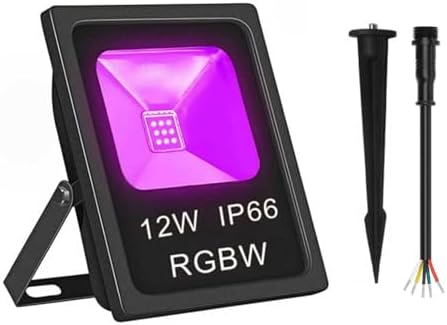 DMX Flood Lights,DMX512 led Pixel Flood Light, 12W-RGBW addressable DMX floodlight, DC12-24V Input IP65, for Outdoor Decorative/Garden/Stage Lighting/Christmas Party (1PCS-DMX-RGBWW(3000K)) by JIAANDA