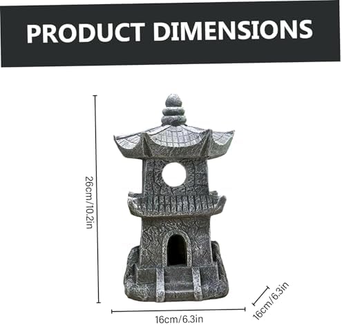 Pagoda Garden Statue - Resin Outdoor Zen Garden Decor with Auto On/Off, Water-Resistant for Patio, Yard, Lawn Pagoda Statue, Lantern, Decor - Image 3