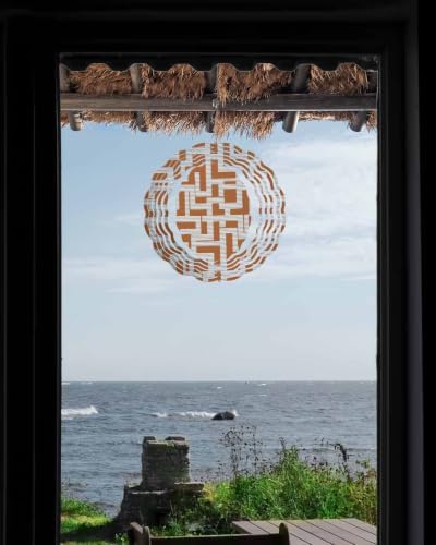 12 Inch Orange Checkered Wind Spinner for Yard and Garden, Geometric Modern Abstract Art Hanging Ornaments Outdoor 3D Kinetic Wind Sculpture Spinners Indoor Outdoor Patio Décor Ornaments Gift - Image 6