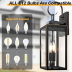 19" Large Outdoor Wall Lights Modern Front Porch Lantern Wall Mount 2-Light - Image 4