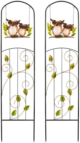 Solar Owl Garden Trellis Metal Climbing Plant Stake by Voumsil
