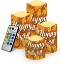 Happy Fall Y'all Maple Battery Operated Candles with Timer Remote Pillar Candles Battery Operated Set of 4 Led Flameless Candles for Thanksgiving Day Party Home Room Kitchen Decor by Uorisanigo