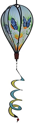 In the Breeze Blue Karner Butterfly 6-Panel Kinetic Hot Air Balloon Wind Spinner,Blue Butterfly,11" W x 17" H, 26" Tail,1057 by InTheBreezeHomePage