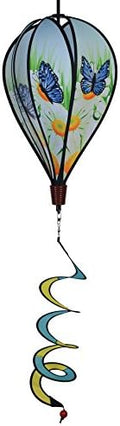 In the Breeze Blue Karner Butterfly 6-Panel Kinetic Hot Air Balloon Wind Spinner,Blue Butterfly,11" W x 17" H, 26" Tail,1057 by InTheBreezeHomePage