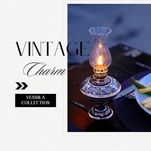 Handmade Copper Oil Lamp for Indoor Use Christmas Gift Farmhouse Kitchen Decor Vintage Hurricane Lanterns Decorative Indoor Emergency Lanterns for Power Outages Lights and Decorative Table Lamp - Image 2