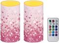 2 Pack Flameless Candles with Remote Battery Operated Candles with Timers Stylish Pink Heart Flameless LED Lights for Valentines Day Home Party Banquet Decoration by Merkmak