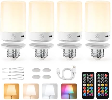 Brightown Upgraded 5200mAh E26 Rechargeable Light Bulbs with Remote Timer by Brightown