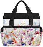 Garden Tool Bag Organizer Garden Tote Bag with Pockets Poppy Lavender Spring Tool Storage Organizer Gardening Tool Kit Holder 13" x 6.8" x 2.8" - Image 2
