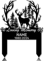 Personalized Hunter Grave Marker Deer Hunter Memorial Memorial Garden Stake 8-24 inch Hunter Dad Loss Gift, Hunter Memorial Gift Loss of Loved One (Deer Hunter Memorial) by Linktee