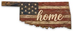 Oklahoma "Home" State Shape Sign — Vintage American Flag Wall Decor — UV-Printed Aluminum (Not Real Wood) — Patriotic State Pride Art for Indoors & Outdoors — Made in USA by MRC+Wood+Products