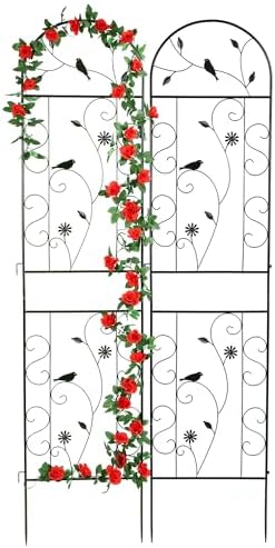 2 Pack 86.5" x 19.7" Metal Garden Trellis for Climbing Plants, Black by FHWTY