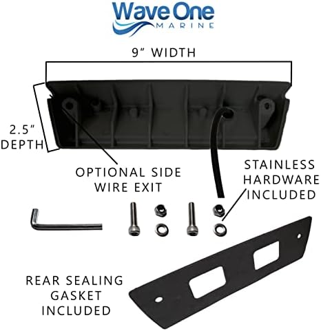 Wave One Marine Dual Color 9" LED Exterior Porch Patio Angle Light | 12v Volt 2400 Lumen Fixture Replacement Lighting RVs Boat Travel Trailer Camper RV Awning Outdoor (Black Housing, White | Blue) - Image 3