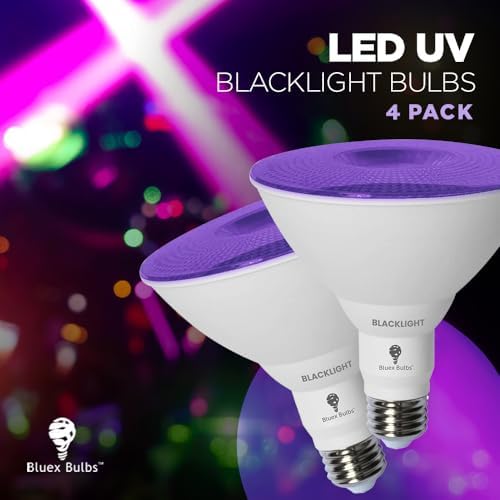 Bluex Bulbs 4 Pack PAR38 LED Black Light Bulb, 20W (200Watt Equivalent) E26 Blacklight Bulb Level 385-400nm, Body Paint, Glow in The Dark Party LED Light Bulb Neon Glow Fluorescent Poster - Image 7