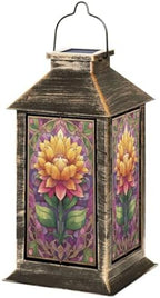 Stained Glass Style Solar Lantern Outdoor Garden Hanging Lantern Colorful Sunflower Stained Glass Lavender Green Waterproof Solar Powered Lighting Outside Table Lamp for Patio Deck Yard Camping by Unknown