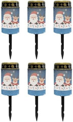 Poceacles Christmas Solar Lights Outdoor Solar Powered Cemetery Stake Lights Grave Lamp Landscape Lighting Waterproof Grave Flameless Candles, Santa Claus Reindeer Blue, Pack of 6 by Poceacles